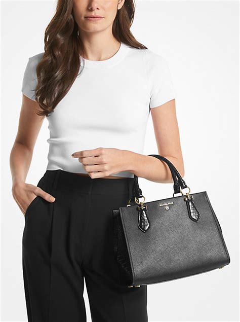 michael kors signature marilyn small satchel|Marilyn Medium Saffiano Leather Satchel .